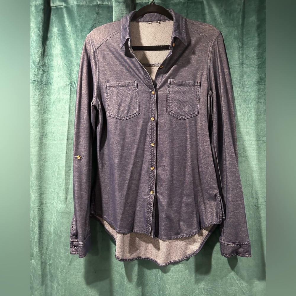 Dark Blue Chambray Collared Shirt Size Medium